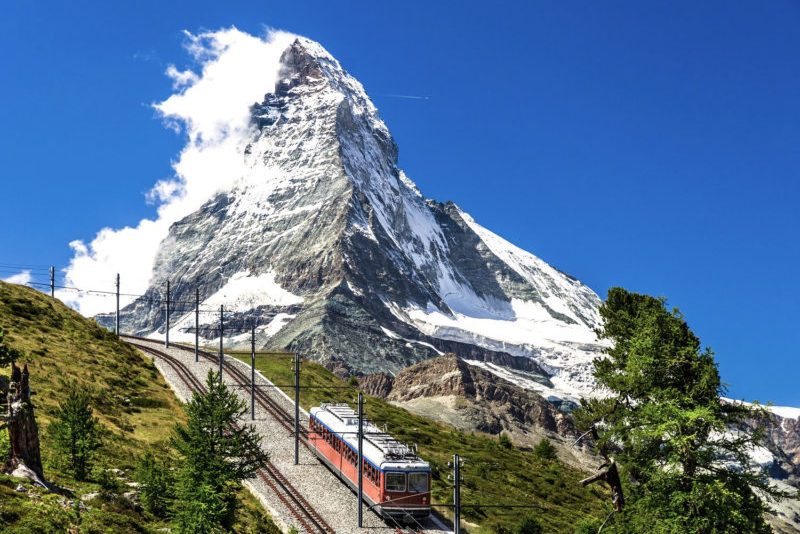 Gornergrat Train And Matterhorn. Switzerland